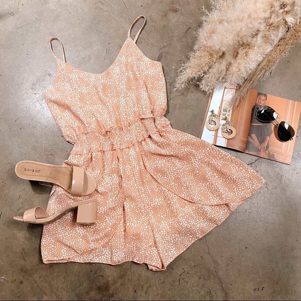 Sleeveless Waistband Printed Romper